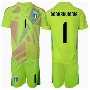 Fotbalové Dres Itálie Gianluigi Donnarumma #1 Brankářské Dětské Domácí Oblečení ME 2024 Krátký Rukáv (+ trenýrky)